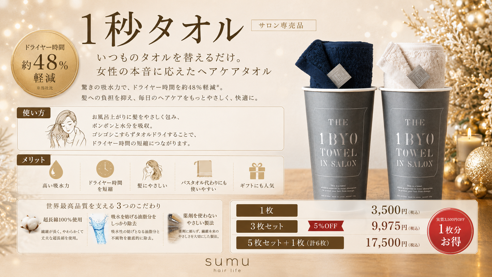 1秒タオルの感謝祭POP